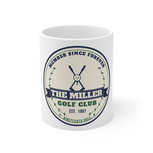 Personalized golf club crest mug with custom club name and year