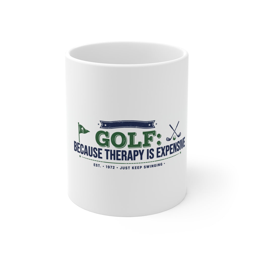 Golf Because Therapy Is Expensive funny golf mug
