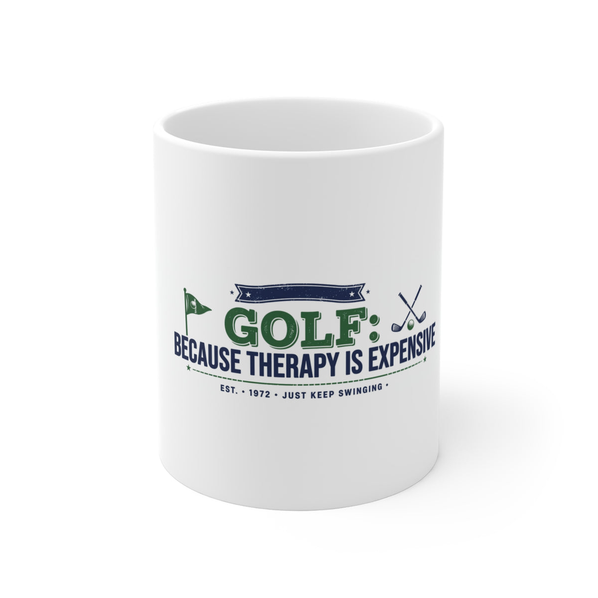 Golf Because Therapy Is Expensive Mug – Funny 11oz Golf Coffee Mug, Gift for Golfers