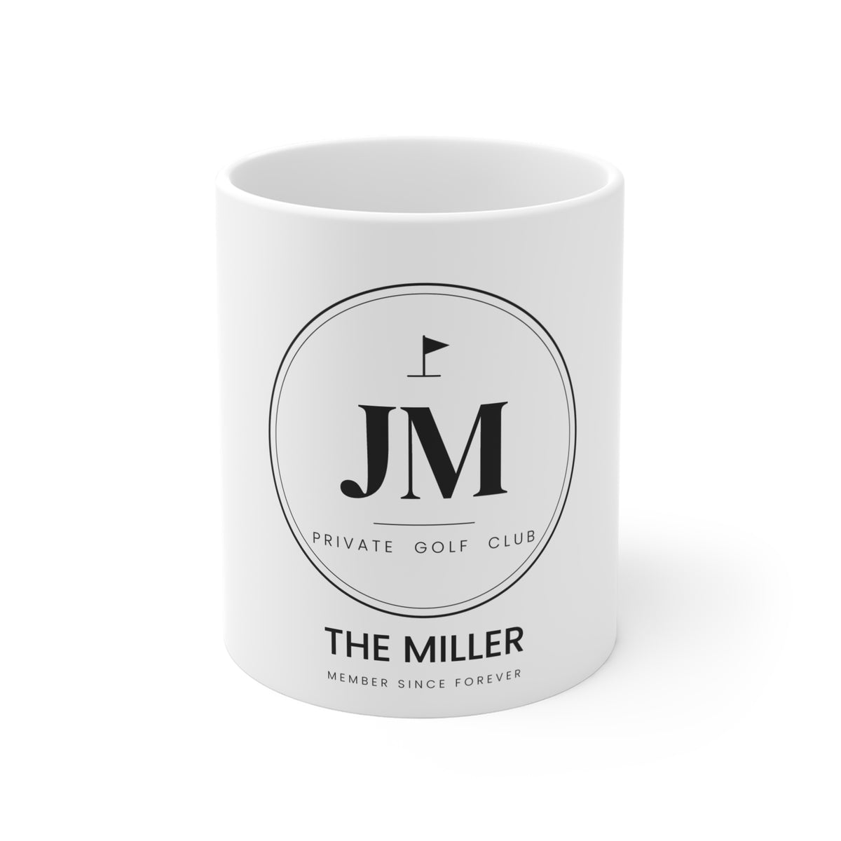 Personalized golf monogram mug with custom initials and last name
