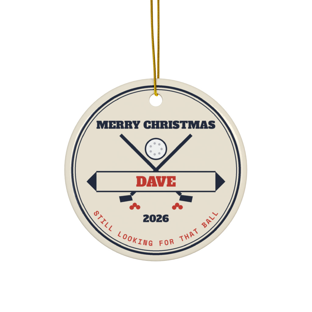 Personalized golf Christmas ornament with custom name and year