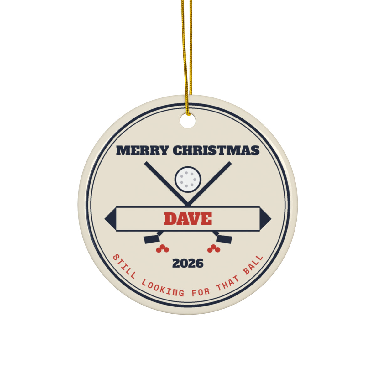 Personalized golf Christmas ornament with custom name and year
